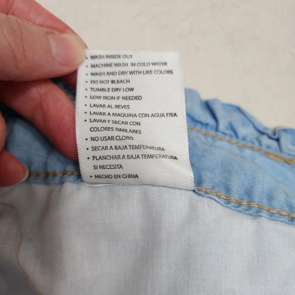 KanCan size XL light blue ultra high rise belted paper bag shorts - Picture 9 of 9